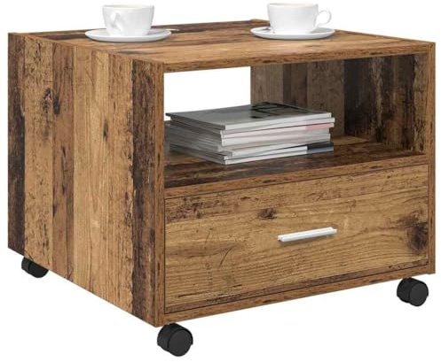 vidaXL Kaffeebord med låda Gammalt trä 55 x 55 x 45cm Konstruerat trä, Stiligt yta, modern kaffebord, elegant hem, samtida, hållbar möbel för vardagsrum, kompakt