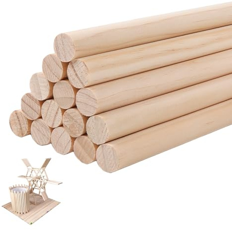 QINGYIWL 15 Stück Holzstäbchen, 1.5 cm x 30 cm Rundholz, Holzstäbe zum Basteln, Natürliche Rundstab Holz für DIY Bastelartikel, Dekorationen