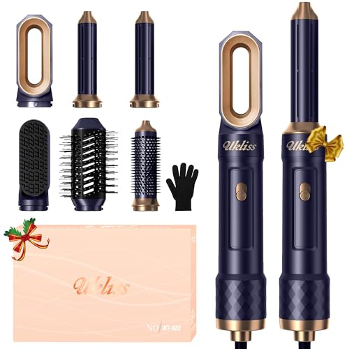 Airstyler 6 en 1 Pro, UKLISS Secador Pelo Set con Hair Dryer, Cepillo Alisador Pelo, Secador Pelo Rizado, Thermal Brush, Cepillo de Aire Caliente, Hairstyler Regalos para Mujeres Styling - Azul