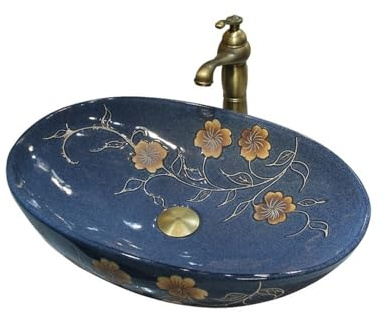 Lavabo da Appoggio Lavandino antico in ceramica da appoggio, 55 * 35 cm, piccolo, for balcone, bagno, arte Lavabo Bagno