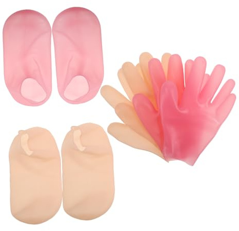 HONMEET Feuchtigkeitspendende Silikon Handschuhe und Fußmaske zur Feuchtigkeitsversorgung mit Peeling Effekt für Entspannte Hände und Füße im Beauty Salon