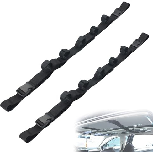 URCheers 2 correas para cañas de pescar para coche, 5 barras de soporte para cañas de pescar para vehículos, ajustables de 110 a 115 cm para camiones, SUV, coches, furgonetas, vagones y furgonetas