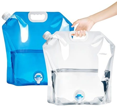 HASAIKA® Wasserkanister Faltbar 10L, Faltbarer Wasserkanister mit Hahn, auslaufsicher und BPA-frei, 2 Stück für Camping, Reisen und Notfälle
