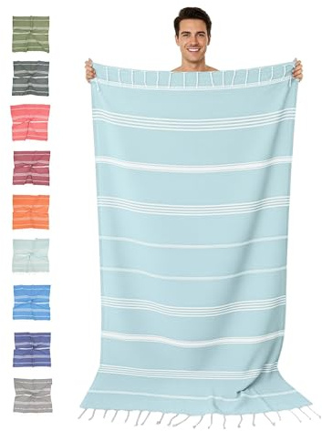 furora HOLIDAY Hamamtuch groß 100x200 cm (Baumwolle), Strand-Saunatuch Damen Herren Saunahandtuch: dünn, kompakt, lang - Strandtuch Hammam Sauna Tuch XXL, Handtuch: Strandhandtuch Urlaub Must Haves