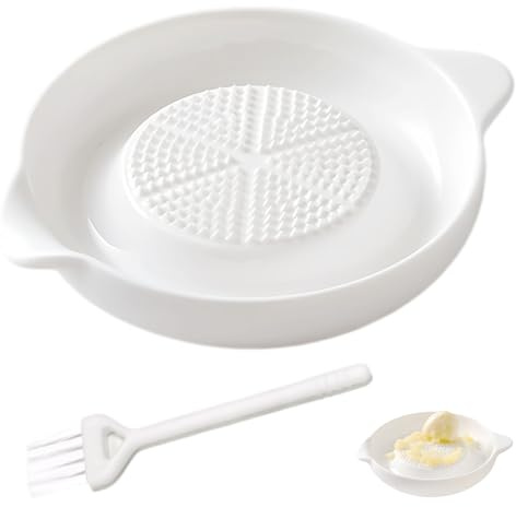 Ceramic Grater， Plate Garlic， Grater Plate， White Ceramic Garlic Grater with Mini Cleaning Brush, Durable & Easy to Clean, Essential Kitchen Tool