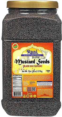 Rani Black Mustard Seeds Whole Spice (Kali Rai) 112oz (7lbs) 3.18kg Bulk PET Jar ~ All Natural | Gluten Friendly | NON-GMO | Kosher | Vegan | Indian Origin