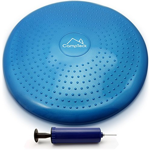 CampTeck U6765 Inflatable Air Stability Balance Wobble Cushion (32cm) with Hand Pump for Core Training, Agility, Gym Workouts, Yoga, Comfortable Sitting - Blue