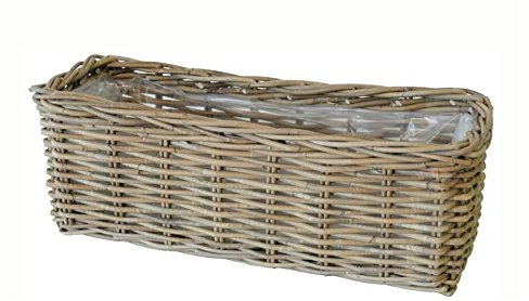 Klocke Pflanzgefäße Hochwertiger & Stabiler Pflanzkasten mit Folie - Natur Pflanzkorb Weide/Eckiger Weidenkorb/Blumenkorb - Naturbelassen - Innen & Außen (Medium: Länge 50cm)