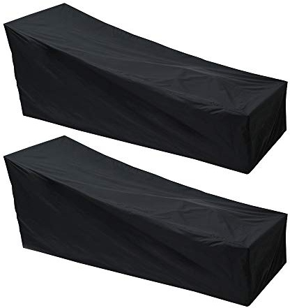 Dandelionsky Lot de 2 housses de protection pour chaise longue d'extérieur en tissu Oxford imperméable à la poussière Noir 208 x 79 x 41/76 cm