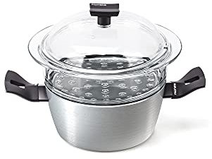 Moneta Vaporiera Connection Base 20cm- Casseruola e vaporiera in alluminio, antiaderente e resistente, 100% Made in Italy