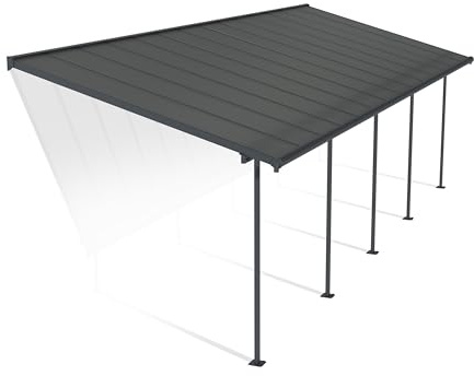 Canopia by Palram Terrassenüberdachung Alu Capri 3X8.51 Polycarbonat Hohlkammerplatten Pergola 860 x 295 cm Grau zur Überdachung ihrer Terrasse