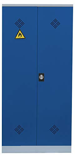 Lüllmann Umweltschrank montiert und verschweißt Gefahrstoffschrank Pflanzenschutzschrank Chemikalienschrank Spritzmittelspind 566251 lichtgrau/enzianblau 1950 x 920 x 420 mm (H x B x T)
