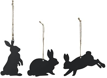 3 STK Hasen HÄNGER schwarz p826 Deko Ostern Osterhasen 14cm Anhänger Osterdeko Osterschmuck Metall Gesteck Osterstrauß …