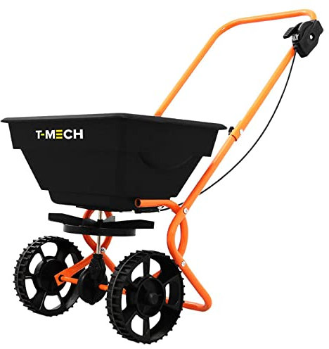 T-Mech - Carrello Spargitore da Giardino Spargisale Seminatore Manuale Spargi Semi per Prato Raggio 3m Spandiconcime Spargiconcime 25KG di Portata