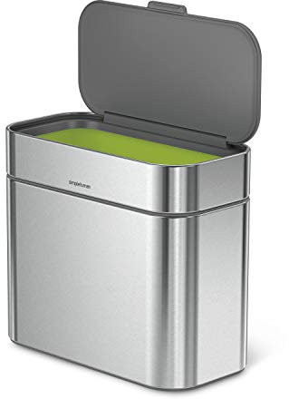simplehuman CW1645 4 Liter, Kompost-Caddy, Komposteimer für Küche mit Deckel, gebürsteter Stahl, 5 Jahre Garantie