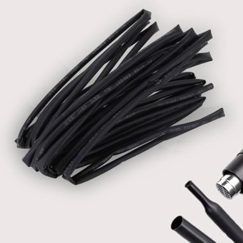 Tube rétractable, diamètre 3 mm Gaine thermorétractable noir de 5 mètres, pour matériel de pêche, isolation électrique, faisceau de câbles, jonctions de câbles