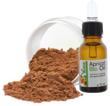 Fondazione minerale (9 g) + olio di noccioli di albicocca bio premium (15 ml), certificato DE-Öko – MakeUp, tutti i tipi di pelle, senza additivi, senza conservanti Nuance Bronzo