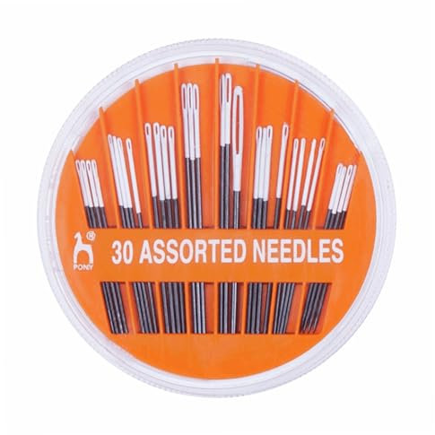 Pony Hand Sewing Needles: Assorted: Black with White Eye: Assorted Types and Sizes