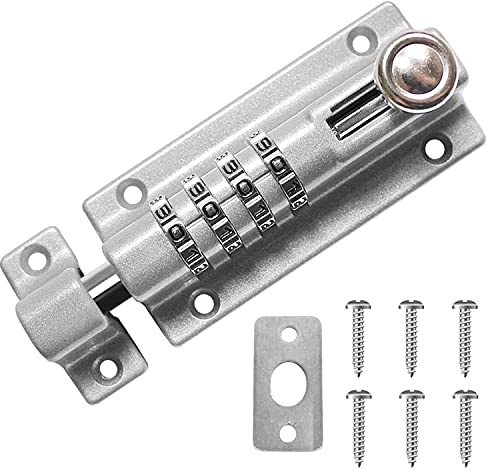 Drenky Riegelschloss Abschliessbar, 120 mm Edelstahl Türriegel Schwerlast, Silber Schlossriegel Bolzenriegel mit Zahlencode Für Flächenbündige Türen, Holztore, 1 Stück