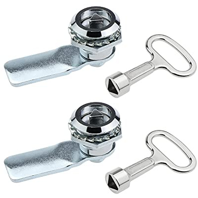 Create idea 2pcs Cam Lock with Triangle Socket Key 90 Degree Rotation Zinc Alloy Chrome Plated for Securing Cabinet Doors Mailboxes
