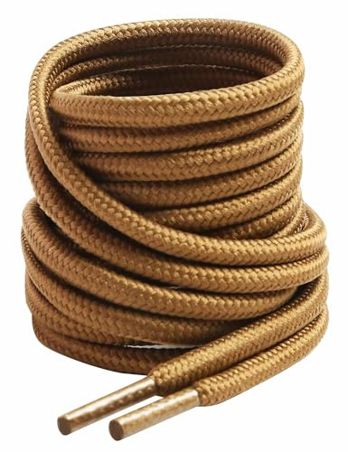 VSUDO Khaki Stiefel Schnürsenkel, Tan Boots Shoelace, Runde ø4 mm Bronze Schnürsenkel Schuhbänder für Arbeitsschuhe/Outdoorschuhe/Trekkingschuhe/Wanderschuhe (1Paar-Bronze-120cm)