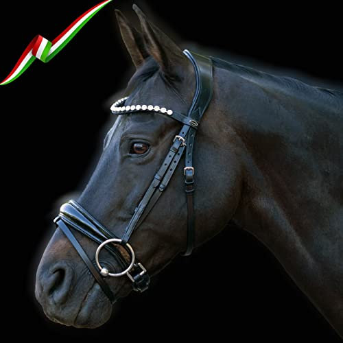Heinick-Reitsport Trense Verona italienisches Leder mit Lack Schwarz ~ Serie Glow Vollblut ~ Auswahl