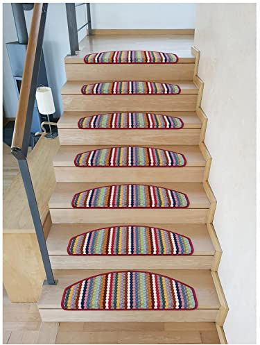 Kettelservice-Metzker Stufenmatten Treppenmatten Multistripe Bunt Halbrund in versch. SparSets 24 Stück