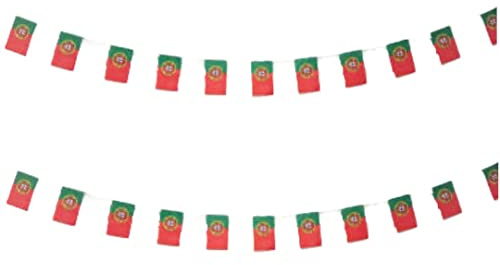 Drapeau Portugal 40 Pièces - Guirlande 11.4M Avec Fanions 14x21cm - Drapeaux Européens Pour Décorations de Bar et Jardin