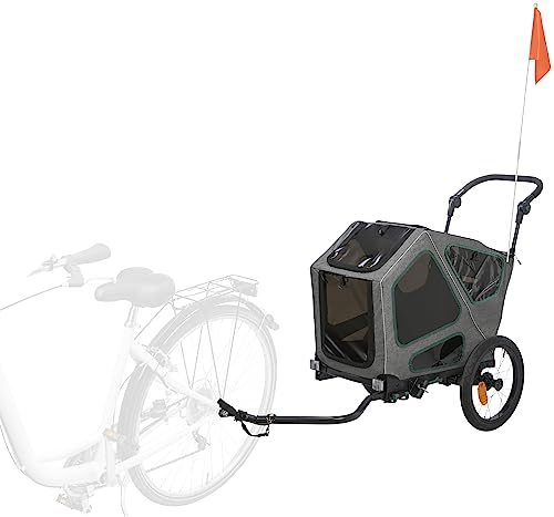 TRIXIE Hundeanhänger für das Fahrrad 41 x 54 x 62 cm bis zu 25 kg – gefederter Hundefahrradanhänger mit hohem Frontteil – mit extra großer Heckklappe, 12800
