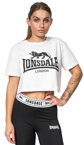 Lonsdale dam-T-shirt, cropped GUTCH Common, vit/svart, M