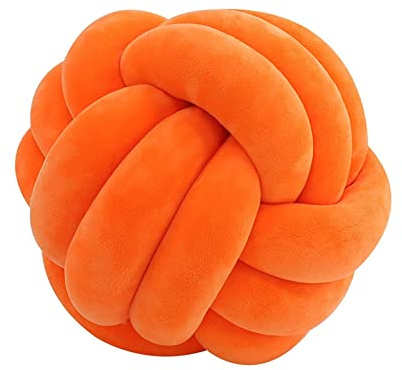 Knot Ball Pillow, Handmade Throw Pillow, Knotted Ball pillow, Plush Knot Cushion, Cushion Soft Knot Pillow, Cute Pillows for Bed,35CM,Orange