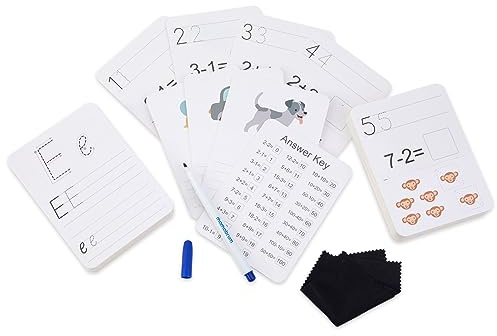 Mamabrum Carte Educative Montessori - Set 52 Schede Didattiche Numeri e Alfabeto con Pennarello, Giochi Bambini 2 Anni, Materiale Montessori per Imparare a Scrivere