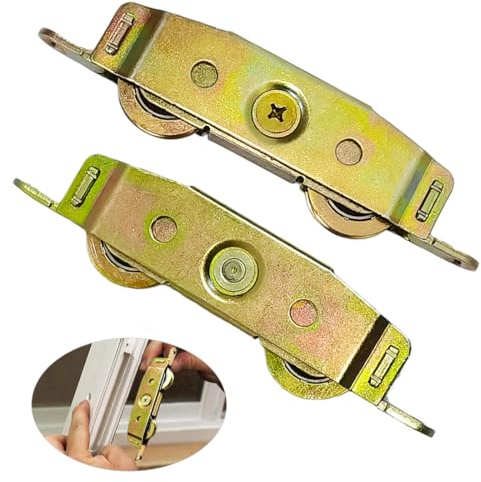 2 Pack Sliding Glass Door Rollers Replacement, 1-1/4 Steel Ball Bearing Patio Door Wheels, Heavy Duty Tandem Wheels Assembly for Andersen, Truth Part #31761A, Jeld Wen, Milgard, Marvin, Peachtree