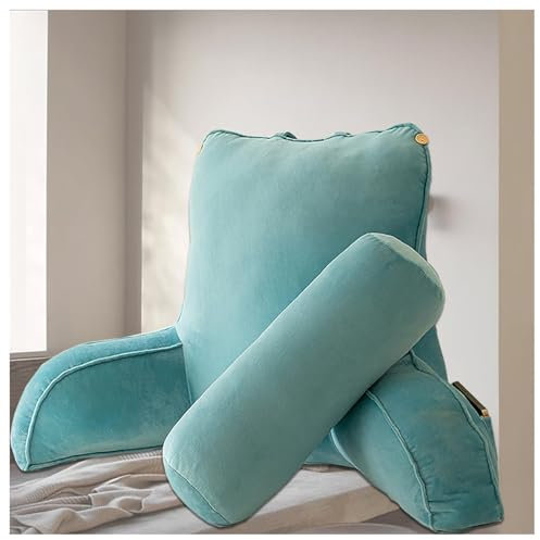 ARTSIM Keilkissen Bett mit Armlehnen Keilkissen Bett Kopfteil mit Abnehmbarer NackenstüTze und Waschbarer Bezug, Bett-Lesekissen zum Lesen,Entspannen,Fernsehen,Blue