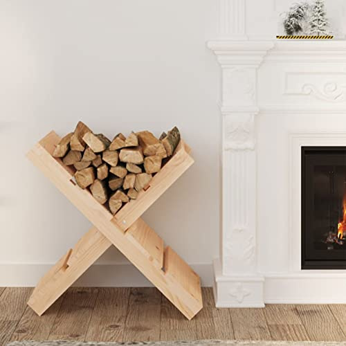 Rantry Portalegna da Ardere,Portalegna da Interno Marrone 47x39,5x48cm in Legno Massello di Pino,Porta Legna per Camino,Legnaia da Interno,Camino da Esterno Impilabile Stufa Ripiano Legno f