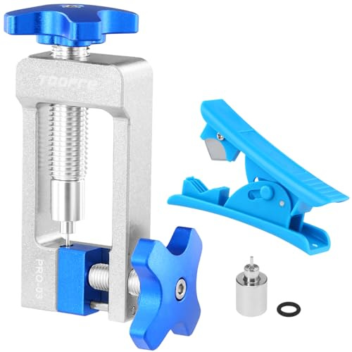 QWORK® Fahrrad Hydraulische Bremsen Einpresswerkzeug, Einsteckwerkzeug für Bremsölnadeltreiber, Schlauchschneider für Hydraulische Fahrradscheibenbremsen zur Wartung von Rennrädern