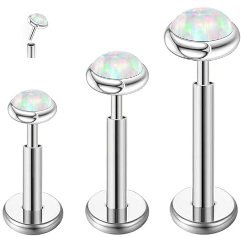 ESHIONER G23 Titan Piercing Schmuck Ohr Helix Labret Lippe Lippenpiercing Tragus Bar Stecker Knorpel Ohrpiercing Medusa Ashley Hypoallergen Silber Gold 16g Gewindelose Push In Flat Back Studs