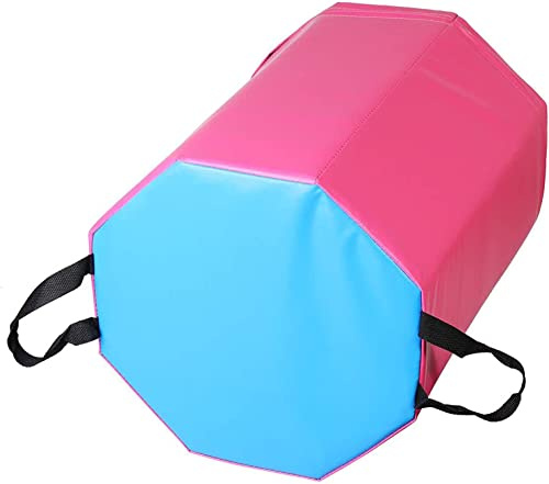 HYLMF Octagon Skill Shape Tumbling Mat/Somersault Backbend Trainer Mat/Kids Balance Fitness Gymnastics Foam Rolls,Pink,38x38x50cm