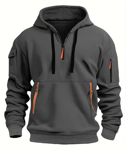 LBL Men's Hoodies Casual Pullover Hooded Sweatshirt Long Sleeve Quarter Zip Hoody Tops With Kangaroo Pocket