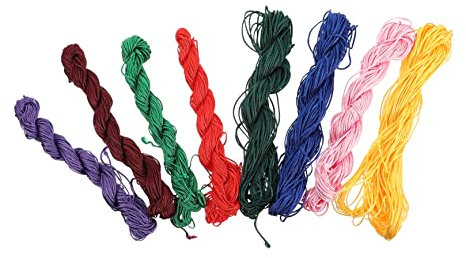 Lurrose Selbstgemacht Armbandschnur 8 Stück Elastische Halskettenkordeln 23m Pro Schnur Gewachste Polyesterschnur für Schmuckherstellung Freundschaftsarmbänder Basteln