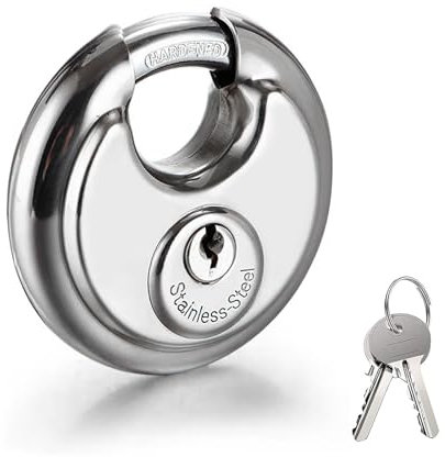 Dfuqanb Lucchetto, lucchetto per rimorchio, lucchetto per disco, resistente alle intemperie, con 2 pulsanti, acciaio inox 304, serratura in ottone, resistente al taglio