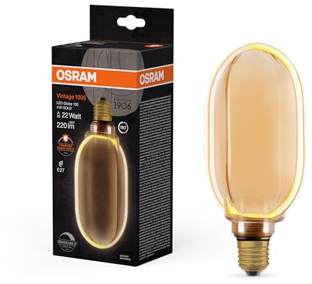 Osram Vintage 1906 Globe 100 Filament O Lamp DIM 4W 818 Gold E27 | , LED Lamps, 100.00 Millimetres dia, , pack de 1