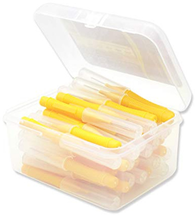 Lot de 40 brosses interdentaires souples Push-Pull en plastique pour hygiène bucco-dentaire Jaune 0,4 mm
