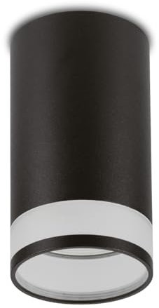 Maclean MCE361 Faretto da superficie attacco GU10 fino a 40W | Lampada da soffitto in alluminio con anello trasparente | design moderno | 55x105 mm (Nero, senza lampadina)