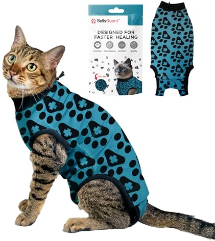 BellyGuard Cat Recovery Suit for Female and Male, Cat Surgery Suit Alternative, Onesie for After Spay Care, Post-Surgery Protective Body Cover for Feline and Kitten Healing