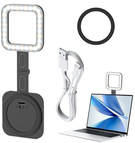Lumière Selfie pour Téléphone, Lampe De Selfie Rechargeable avec Magnétique Et Dimmable, Rechargeable Dimmable Carrée Jusqu'à 9000K pour Photographie Mobile Vidéo Vlogs