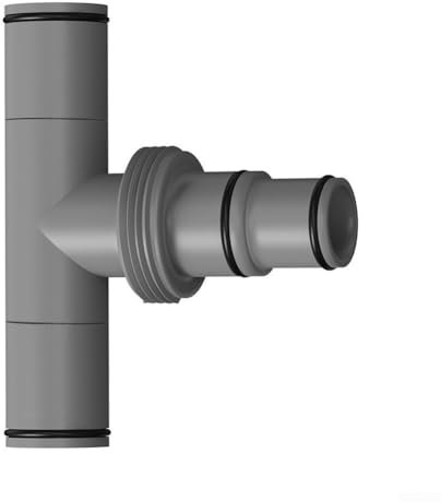 Connecteur de tuyau de piscine pour Intex - Joint en T à 3 voies pour tuyaux de 32 mm/38 mm - Raccord en plastique gris et acier inoxydable avec colliers de serrage, pour chauffages/systèmes de
