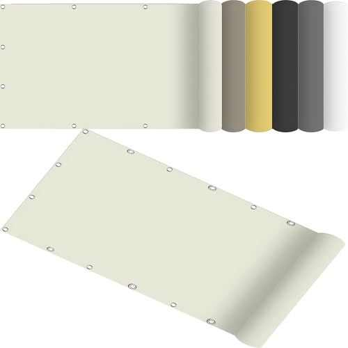 Sonnensegel inkl Befestigungsseile 165 x 480 cm Sonnenschutz Schattenspender Polyester Wasserabweisend mit Kostenlosem Seil für Terrasse, Outdoor-Aktivitäten, cremefarben