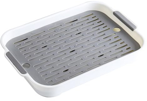 Kanin kattlåda 2 nivåer kanin kattlåda plast rektangulär kanin husdjur toalett 22 x 35 cm marsvin bricka pottränare för kanin iller hamster igelkott vit L