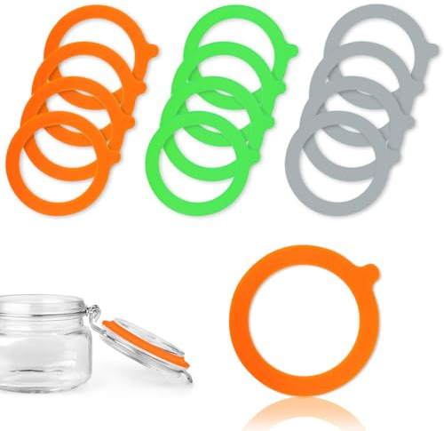 12Stck gummiringe für einmachgläser70x96mm weck gummiringe OrangeGrau/Grün
